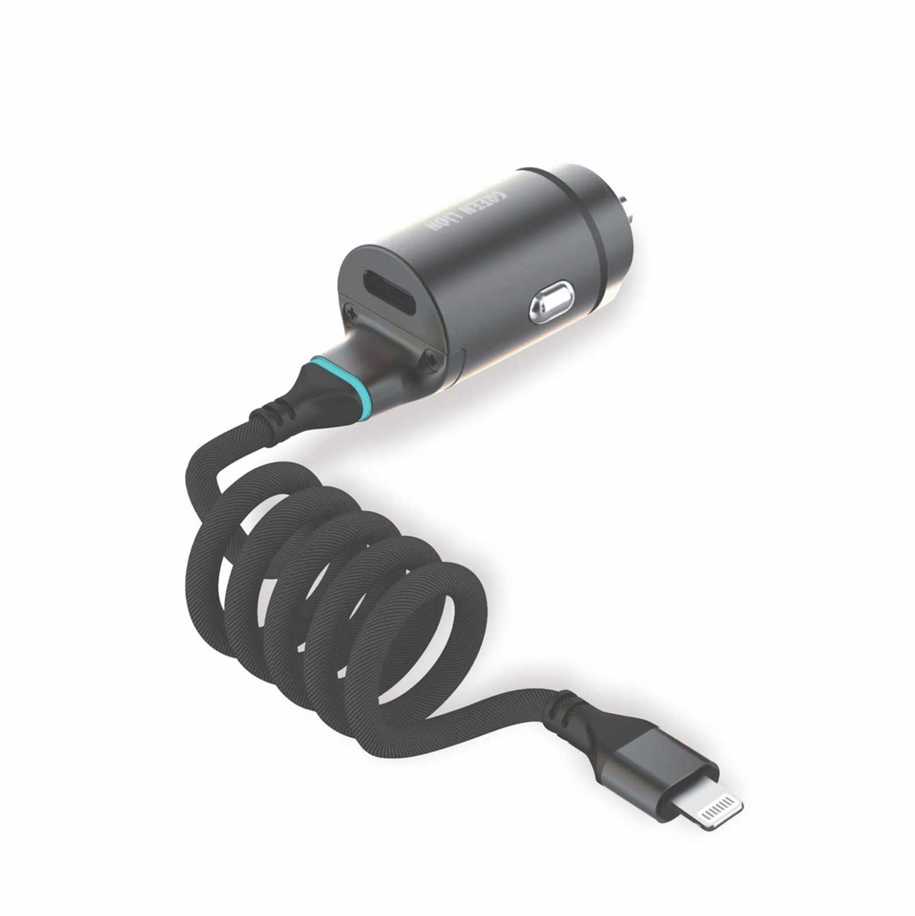 Green Lion 45W PD Car Charger with 1.2M Tough & Durable Lightning Cable  - Black