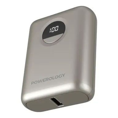 Powerology 10000mAh Ultra-Compact Power Bank20W PD & QC3.0 USB-A and USB-Titanum - PPBCHA04-TI