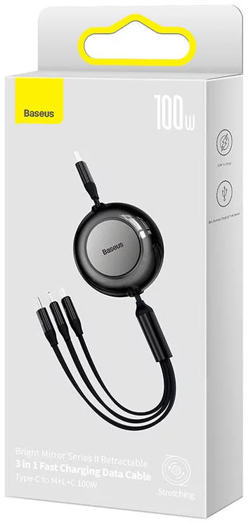 Baseus Bright Miror 2 Retractable 3-in-1 Fast Charging Data Cable