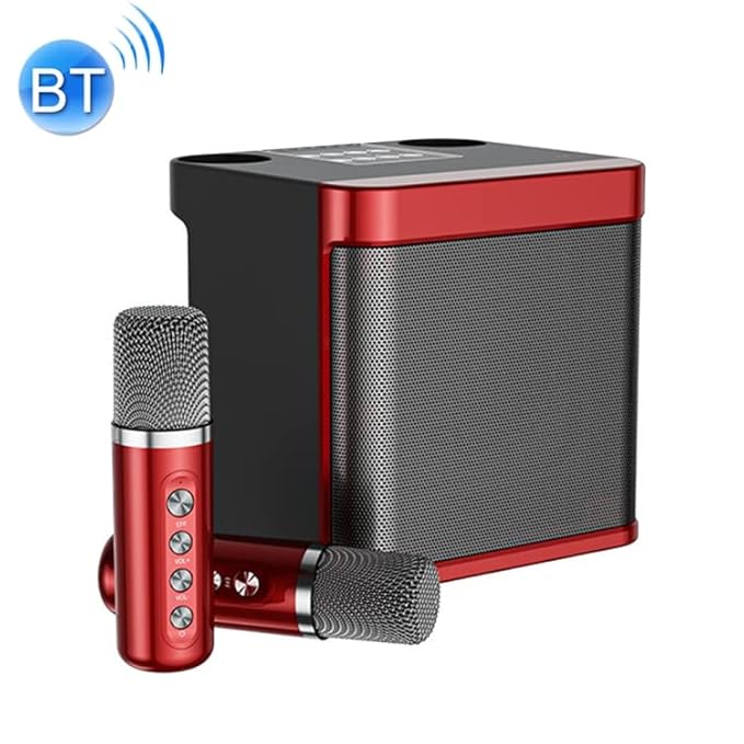 YS-203 Latest Wireless Speaker Small Stereo Speaker with Double Wireless Microphone (Multi Color)