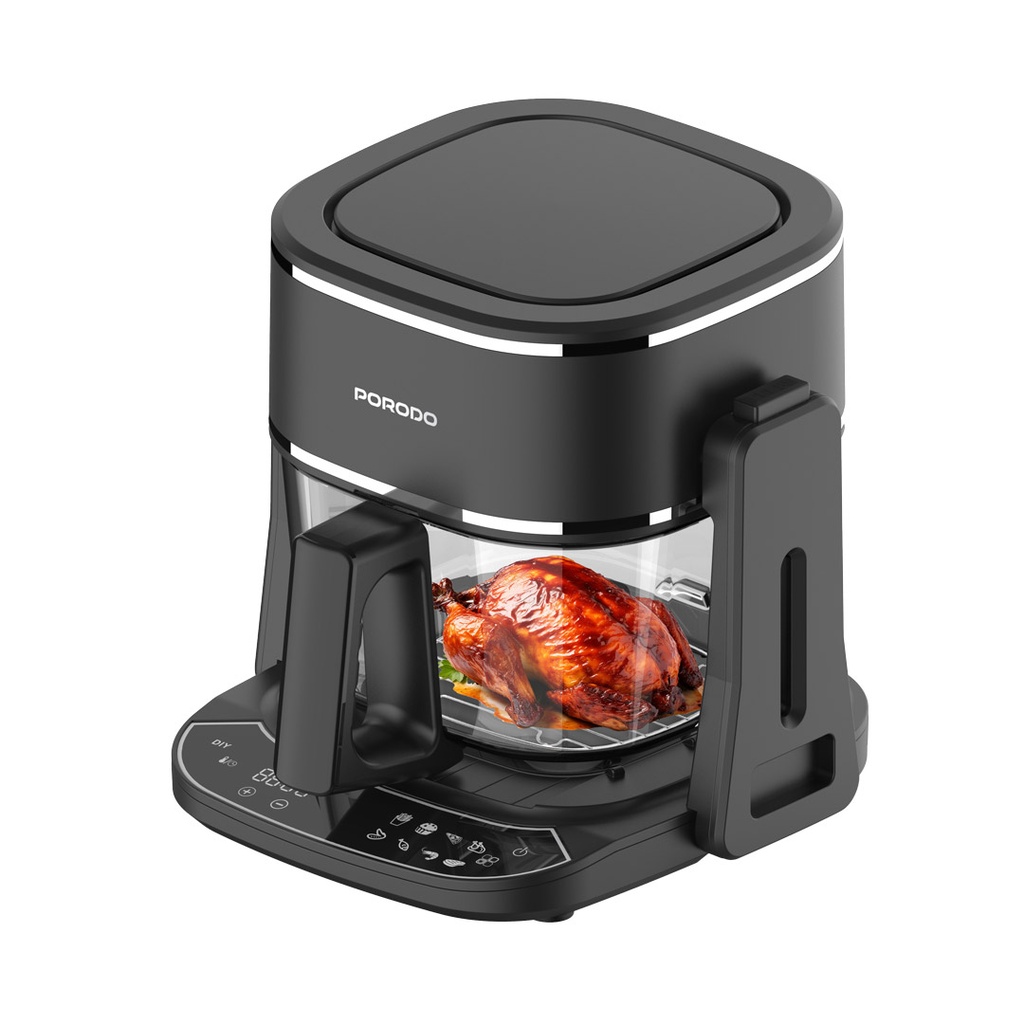 Porodo Lifestyle 2in1 Glass Air Fryer - Black