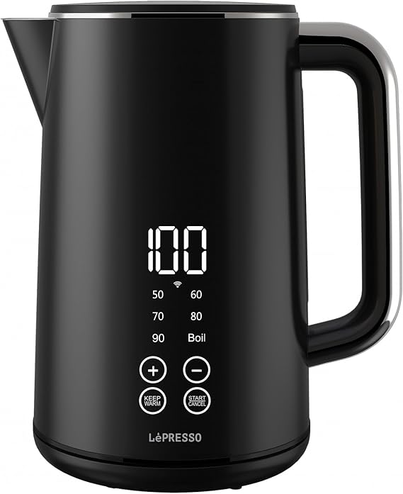 LePresso 2000W 1.7L Smart Electric Kettle with Touch Panel and BS plug - Black