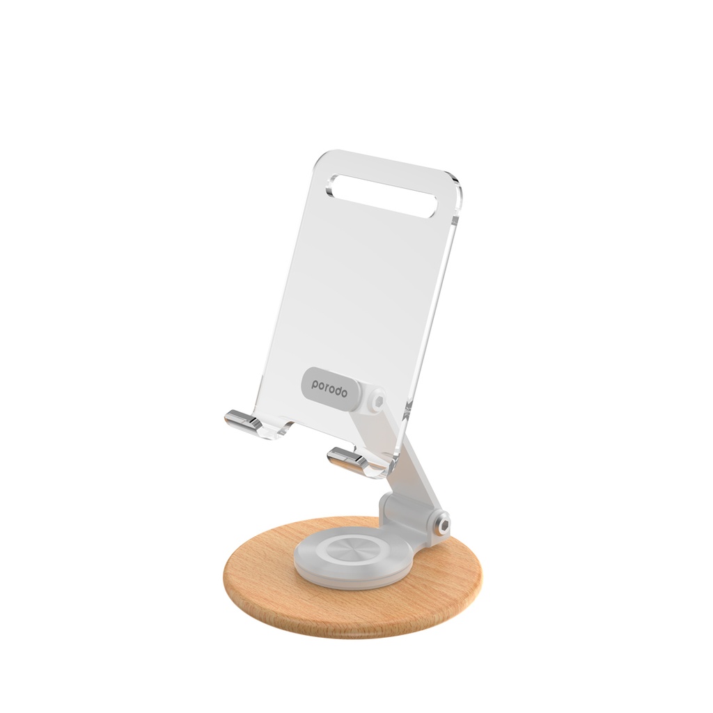 Porodo Rotating Transparent Mobile & Tablet Stand-White - PD-TRNSMS- WH