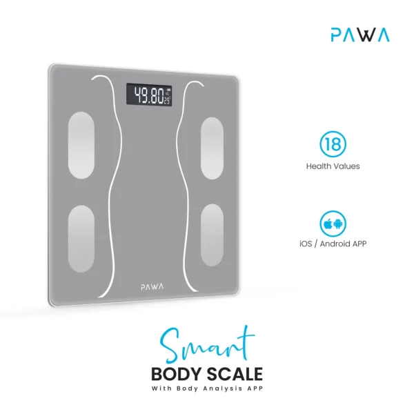 Pawa smart body scale with Body Analysis�App-Gray - PW-SBSAP231-GY