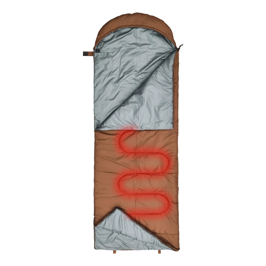 Porodo Lifestyle Camping Sleeping Bag with Heat Function - Brown