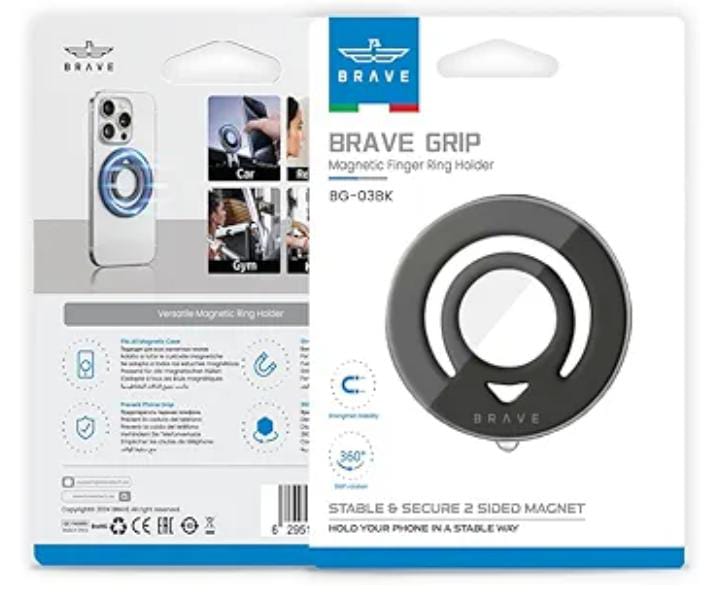 Brave Grip Magnetic Finger Ring Holder Black