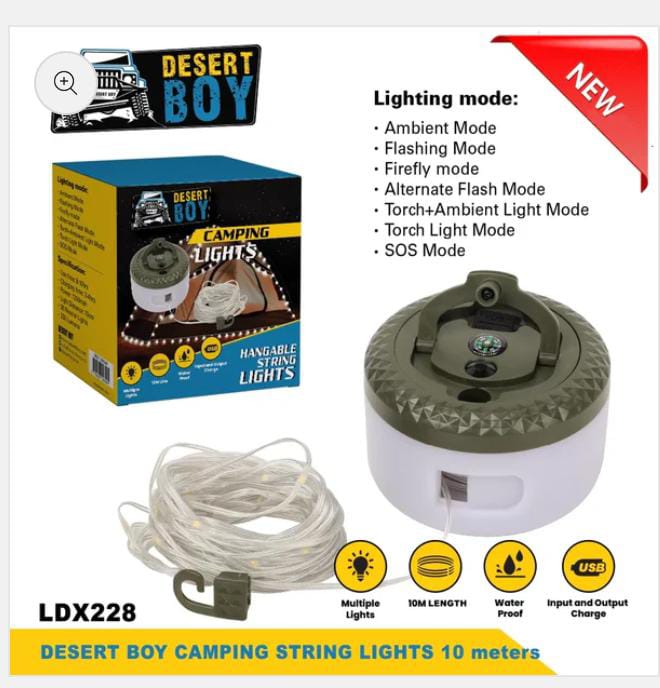 Desert Boy Camping Hangable String Lights