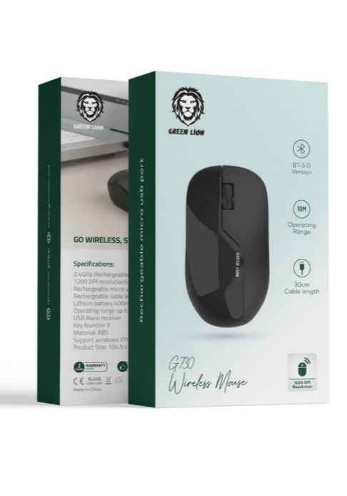 Green Lion G730 Wireless Mouse - Black