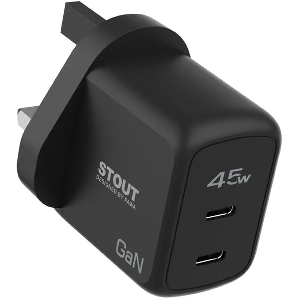 Pawa Stout Gan Travel Charger With Single PD port 25W-Black - PW- GN25UK-BK