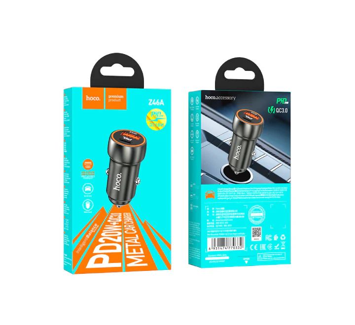 hoco Metal Car Charger PD20W + QC3.0 with Intelligent Balance Technology