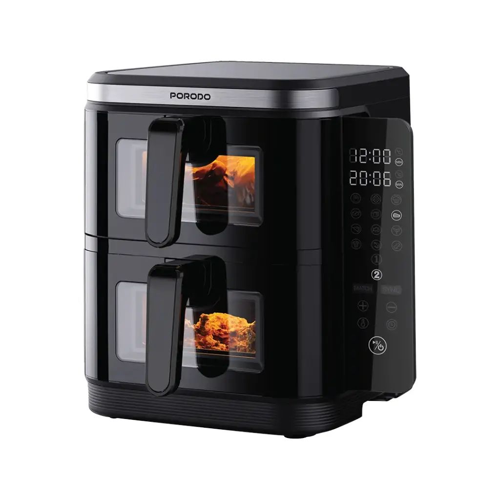 Porodo Lifestyle 2800W 2-Stack Air Fryer with Transparent Windows - Black