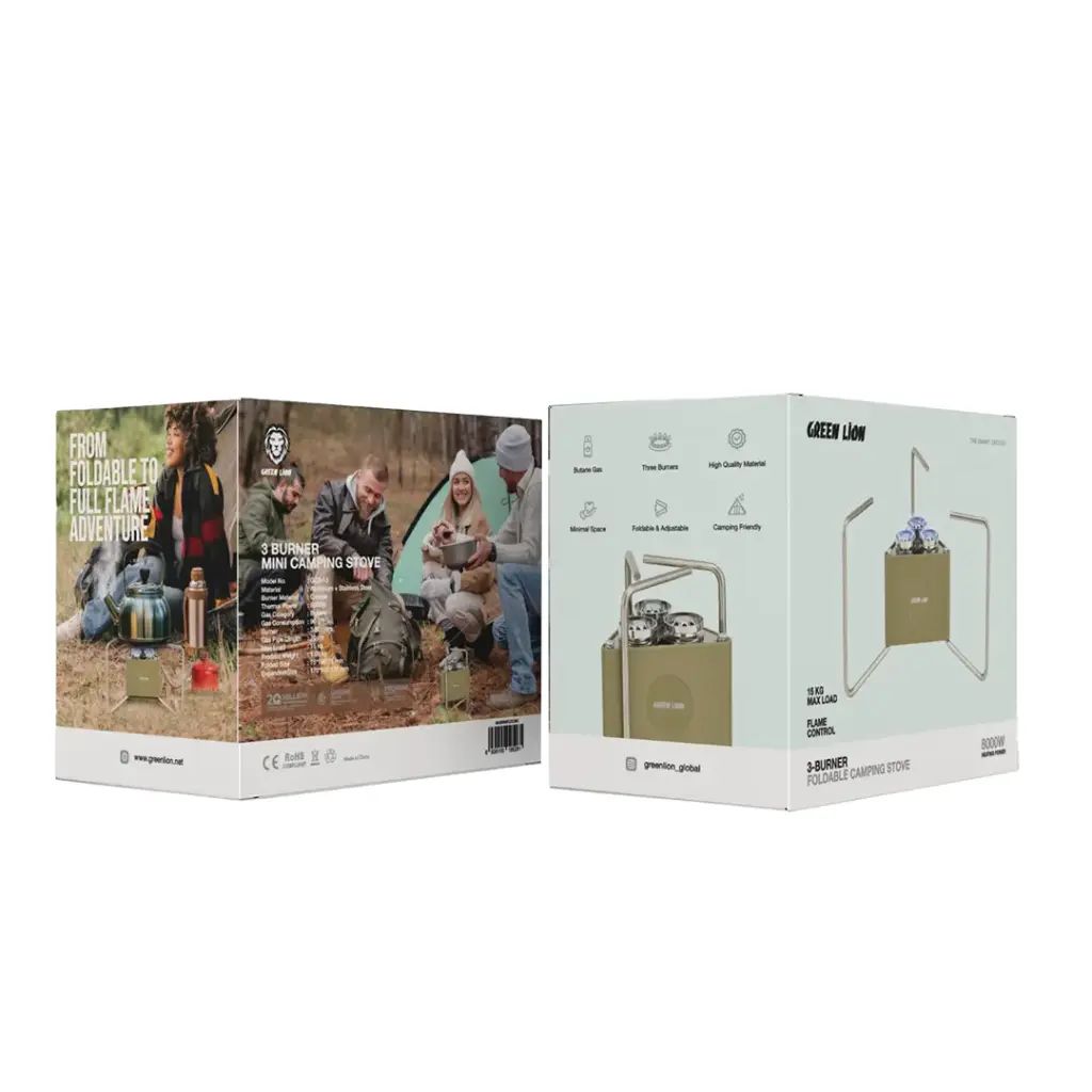 Green Lion 3-Burner Foldable Camping Stove - Khaki