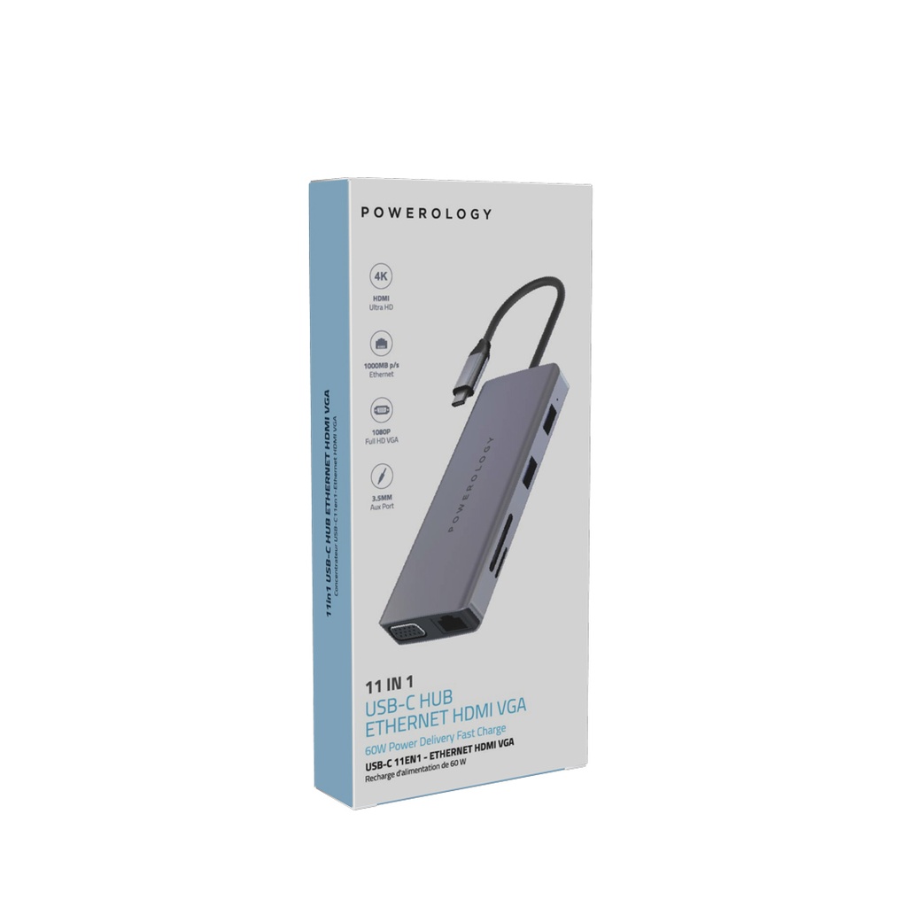 Powerology /11-IN-1 USB-C HUB ETHERNET HDMI VGA