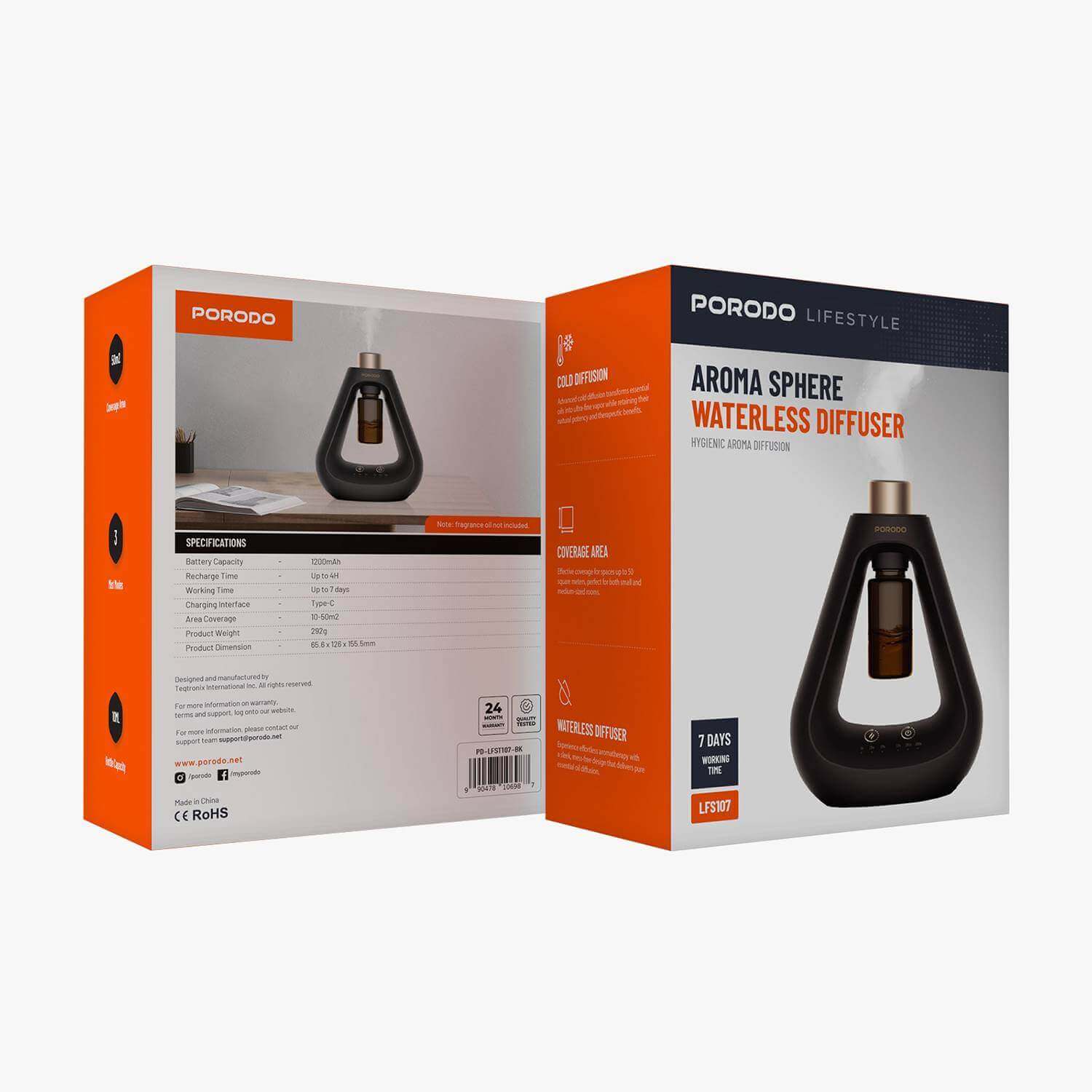 Porodo Lifestyle Aroma Diffuser - Black