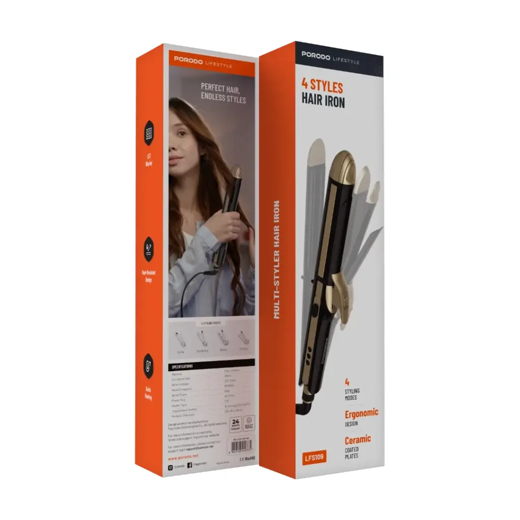 Porodo 4-in-1 Hair Curler - Black