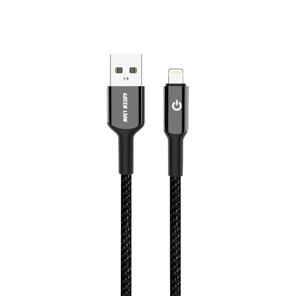 Green Lion USB-A to Lightning Braided Cable 15W 1M - Black