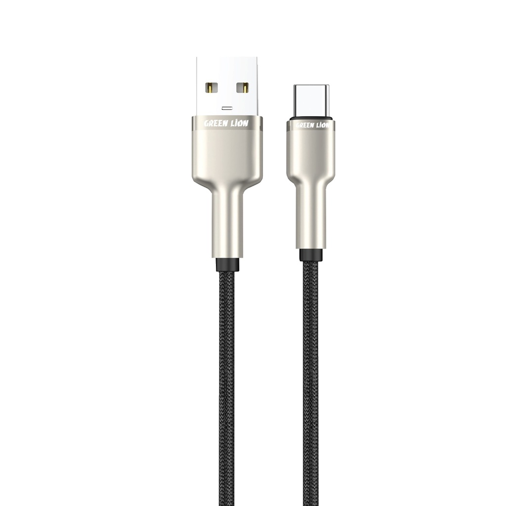 Green Lion USB-A to USB-C Braided Zinc Alloy Cable 18W 1M - Black