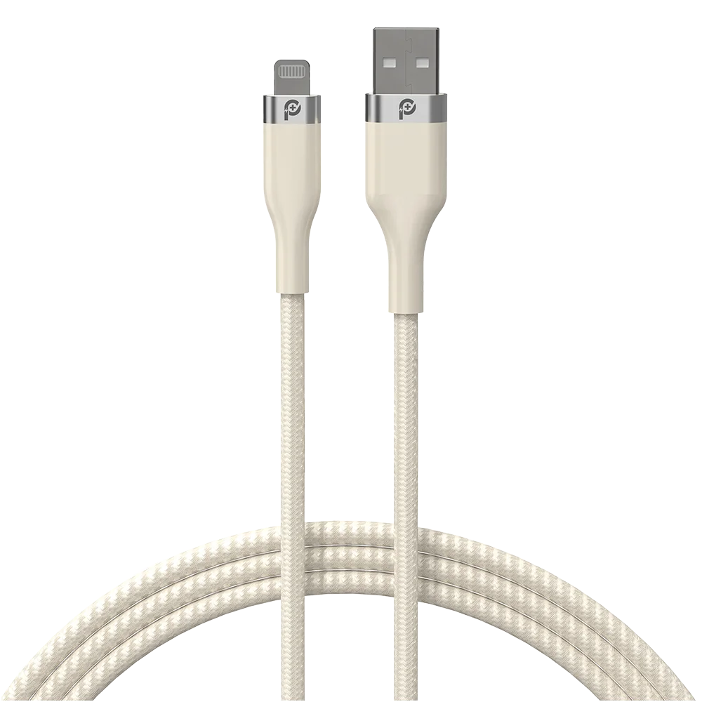 PoweroPlus Rapid pro braided cable USB-A TO LIGHTNING - Beige - PR- RPBD12AL-BG