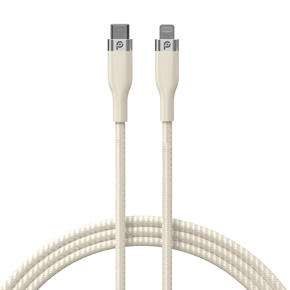 PoweroPlus Rapid pro braided cable USB-C TO LIGHTNING - Beige - PR- RPBD12CL-BG