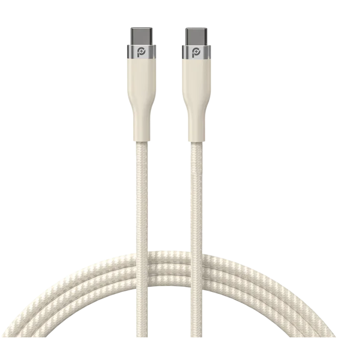 PoweroPlus Rapid pro braided cable USB-C TO USB-C - Beige - PR- RPBD12CC-BG