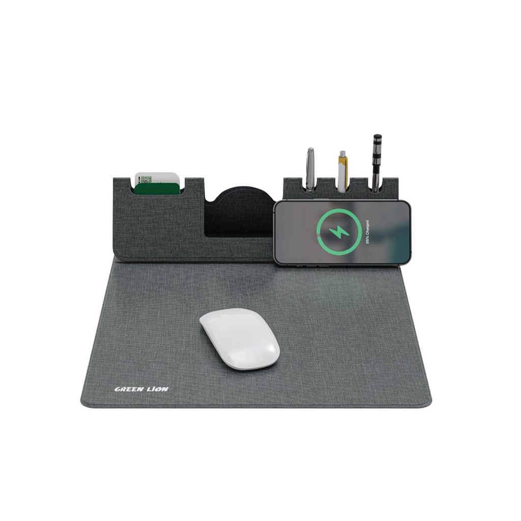 Green Lion Mouse Pad Wireless Charger- Gray