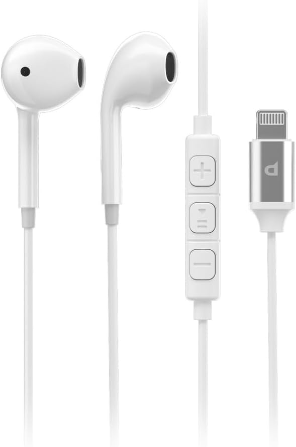Powerology Stereo Earphone Lightning Connector 1.2m/4ft White - PDLEPWH