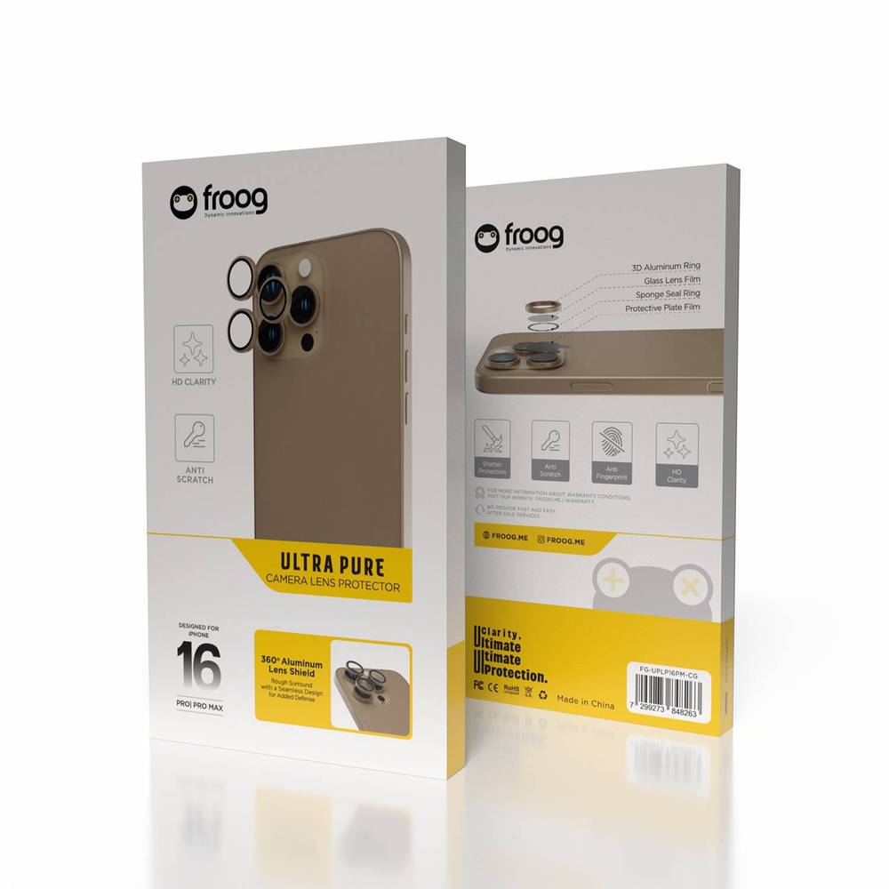Froog Ultra Pure Camera Lens Protector for Iphone 16 Pro / 16 Pro Max - Cooper Gold