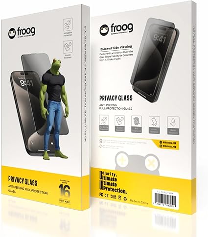 Froog Anti-peeping Full Protection Privacy Glass for Iphone 16 pro Max