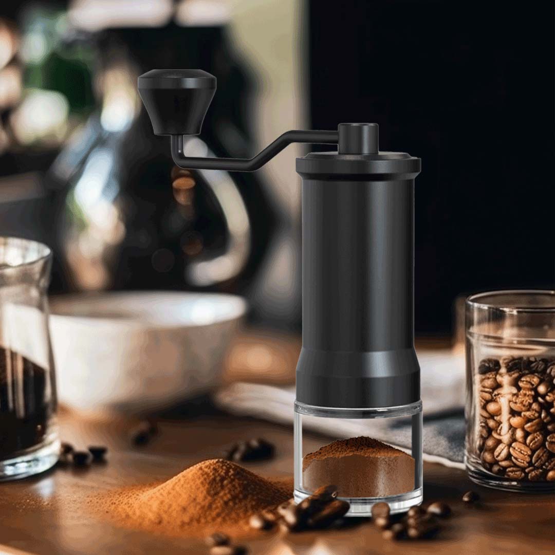 LePresso Manual Coffee Grinder - Blackrr Grinder ( Glass Container ) 35g - Black
