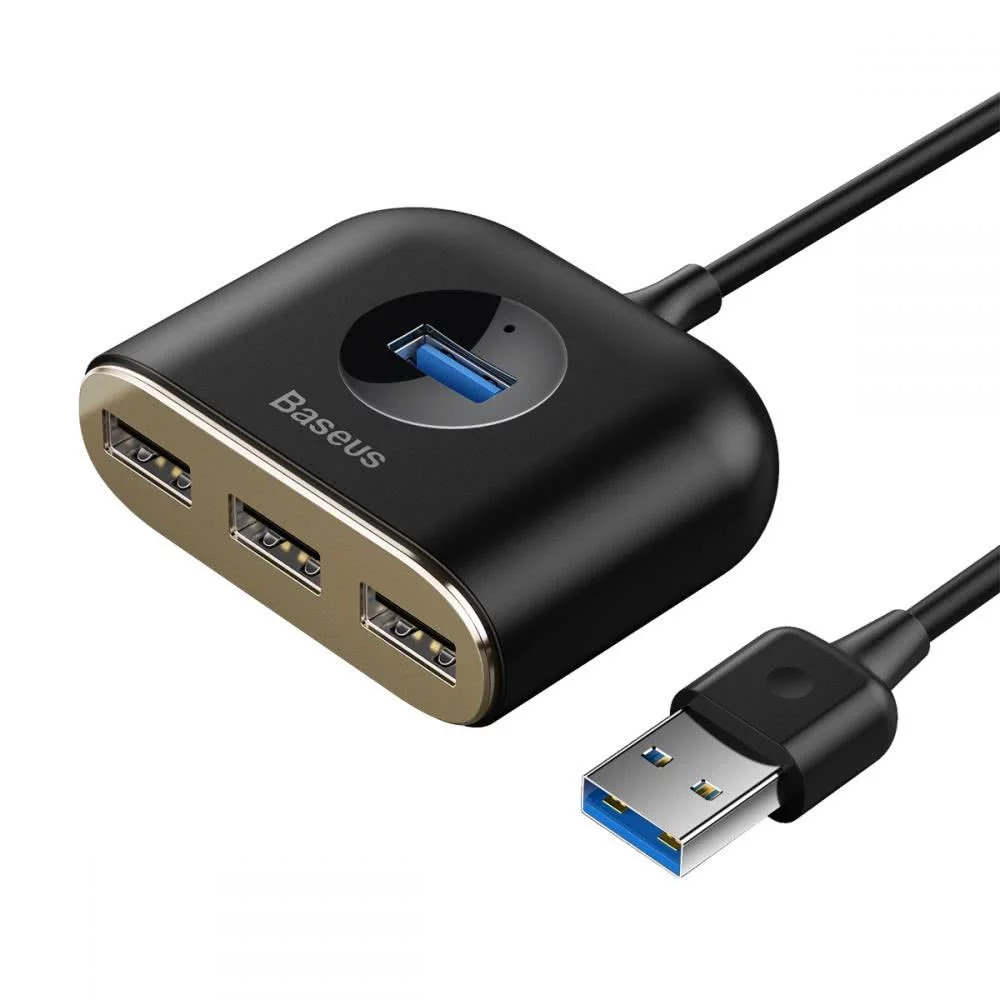 Baseus Square Round 4in1 USB HUB Adapter(USB to USB) 1m Black