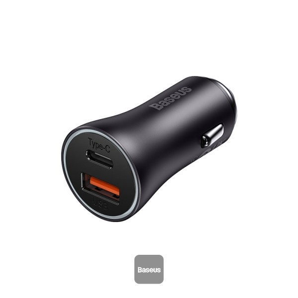Baseus Golden Contactor Max Dual Fast Car Charger U-C 60w Gray