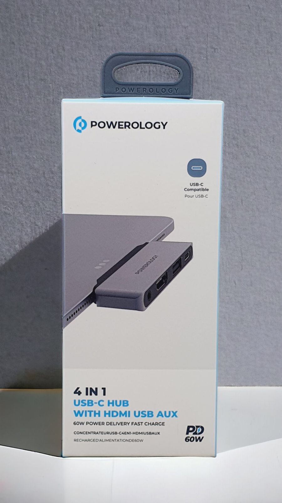 Powerology 4in 1 usb-c hub with hdmi  usb aux