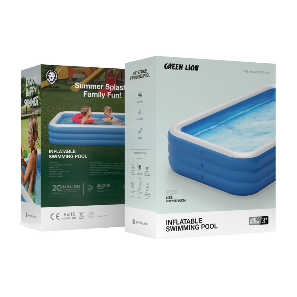 Green Lion Inflatable Swimming Pool small - Blue