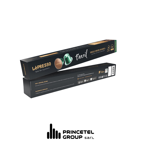 LePresso Aluminum Capsules for Nespresso Medium Blended 10pc - Brazil