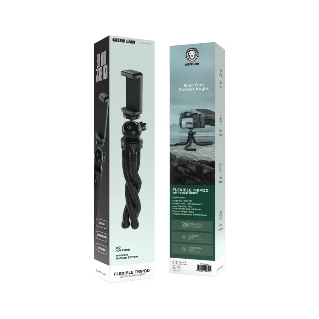 Green Lion Flexible Tripod with Foam Grips - Black