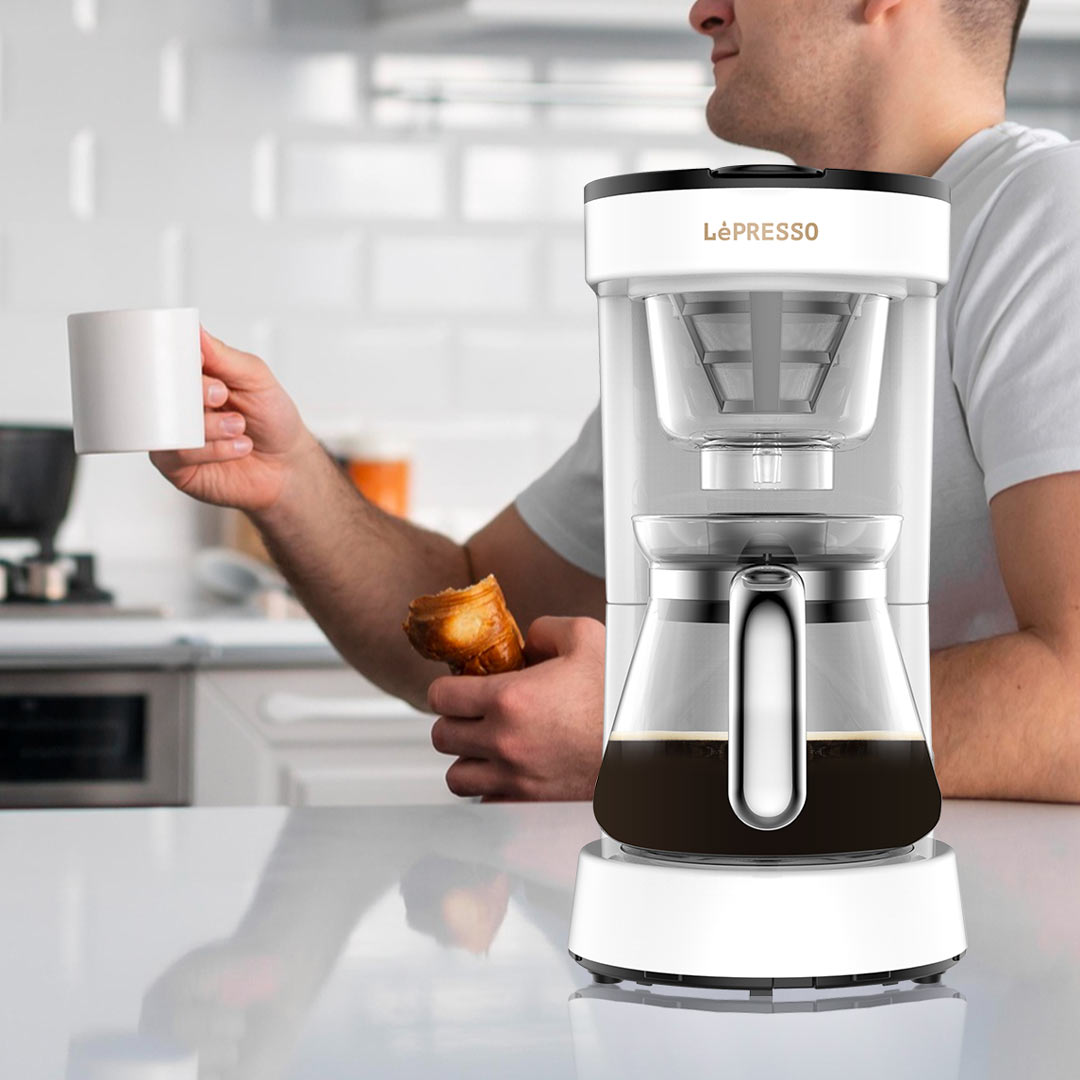 Lepresso transparent drip coffee maker-white