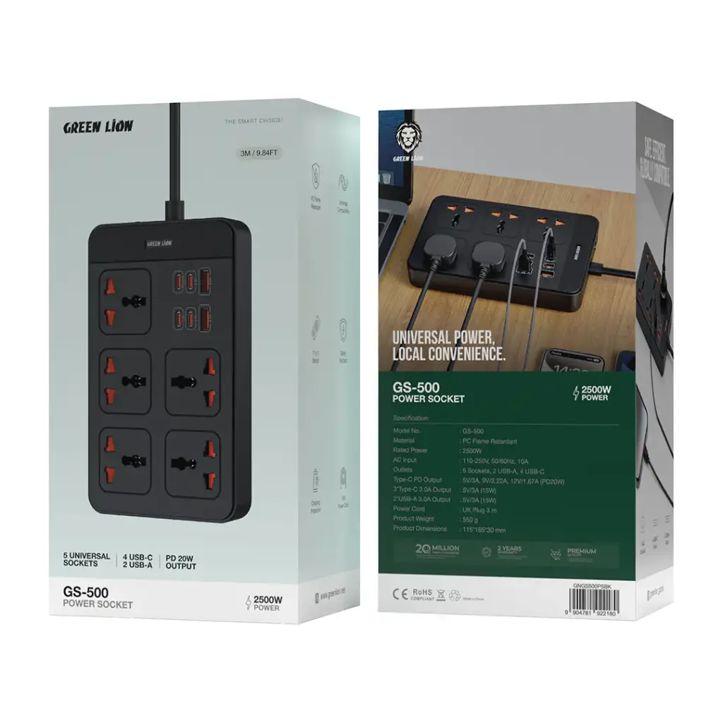 Green Lion GS 500 Power Socket PD20W - Black
