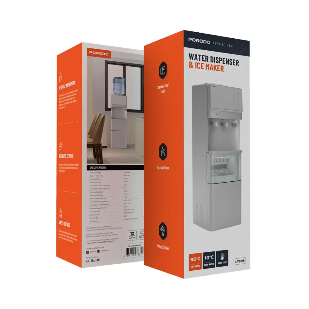 Porodo Lifestyle Water Dispenser and Ice Maker - Silver