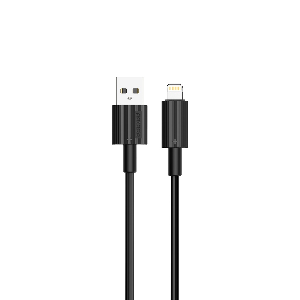Porodo Durable charging cable USB A To lightning 1.2M-Black