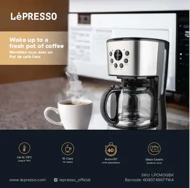 lepresso DRIP COFFEE MAKER WITH SMART FUNCTIONS