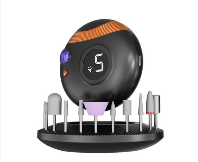 Porodo 3-in-1 Electric Nail Multi-Functional Manicure & Pedicure Tool with 11pcs Set and UV Light - Black