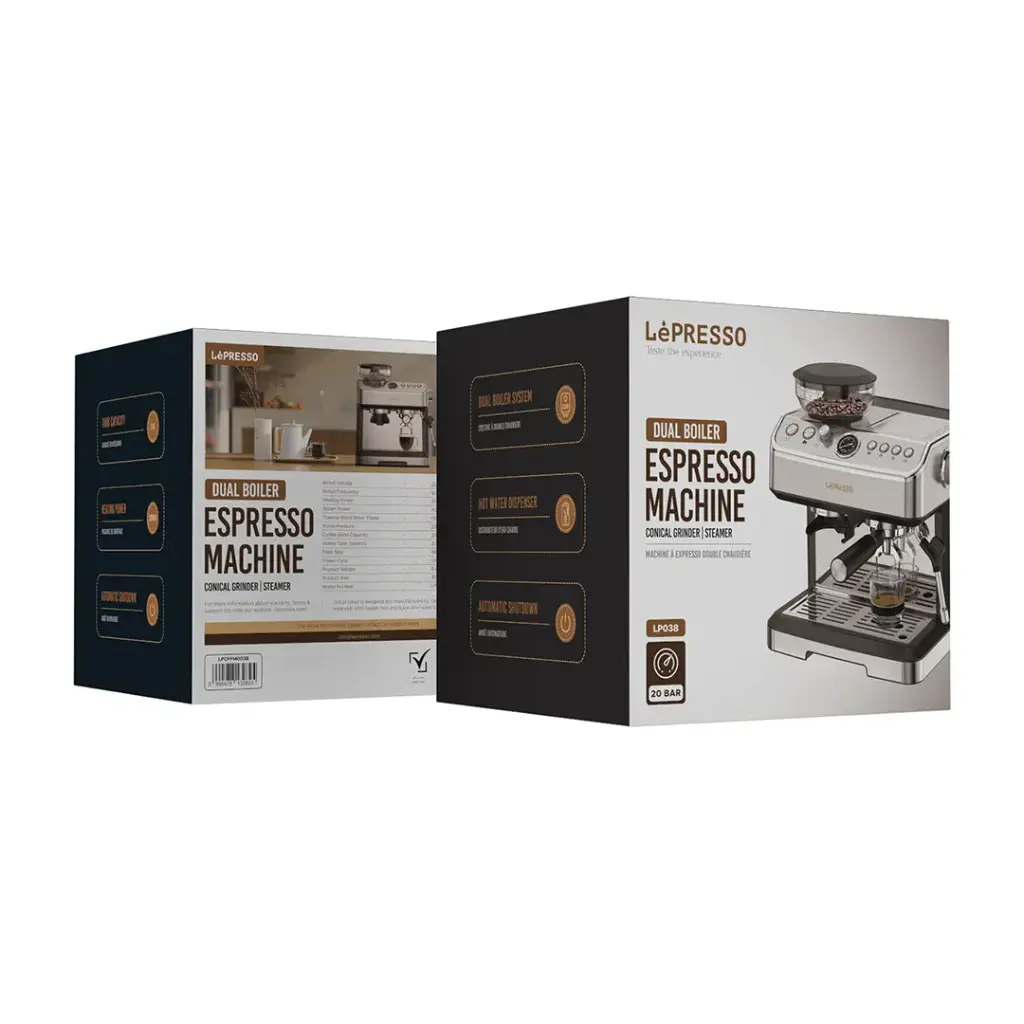LePresso 2380W Espresso Maker 20 -Bar Chinese Pump 2.8L Dual Boiler 58mm Grinder - Silve