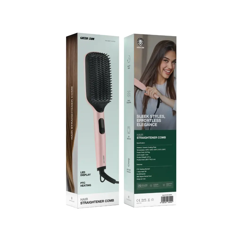 Green Lion Straightener Comb - Pink