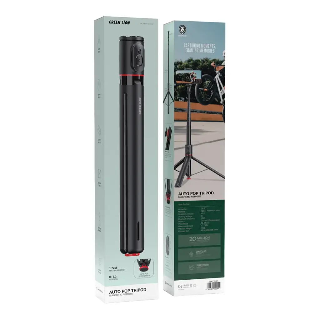 Green Lion Auto Pop Tripod Magnetic Remote - Black