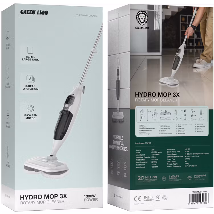 Green Lion Hydro Mop 3X Rotary Mop Cleaner 1300W - White